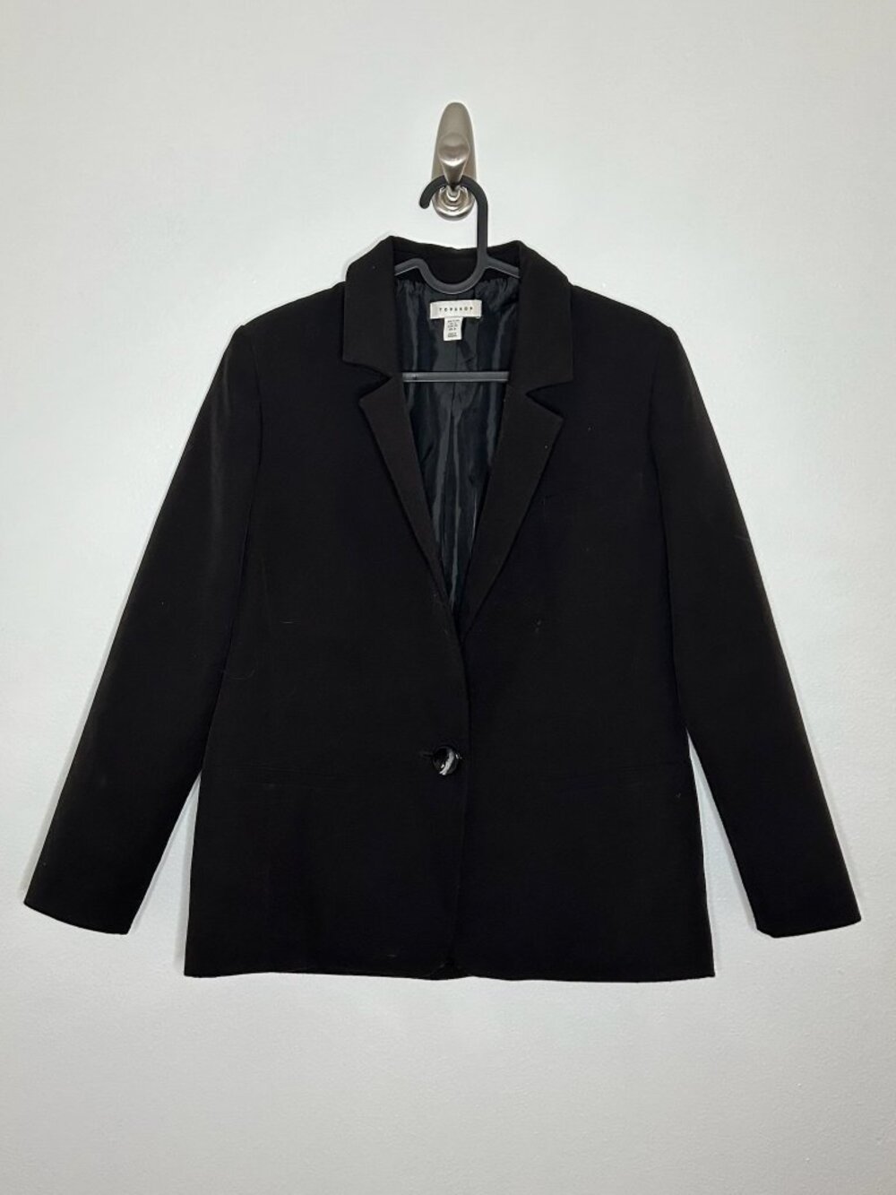 Topshop Petite Black One-Button Tailored Blazer Jacket Size US 0
